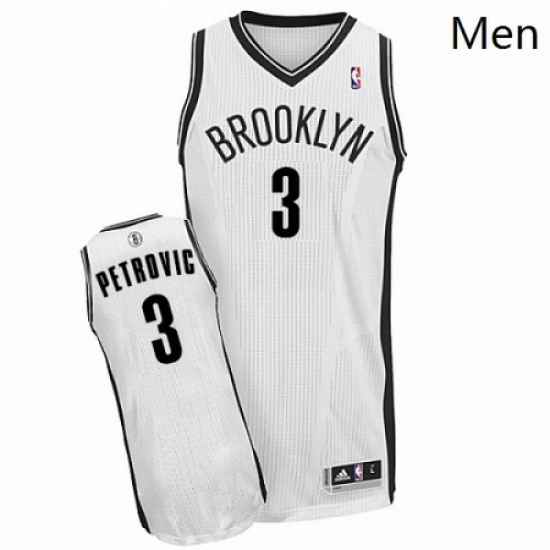 Mens Adidas Brooklyn Nets 3 Drazen Petrovic Authentic White Home NBA Jersey